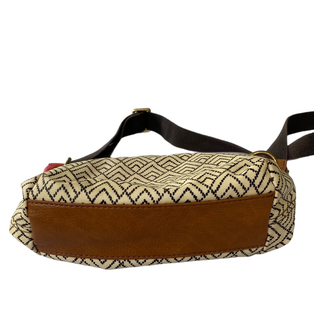 Fossil Boho Mixed Print Canvas Crossbody Purse Wi… - image 7